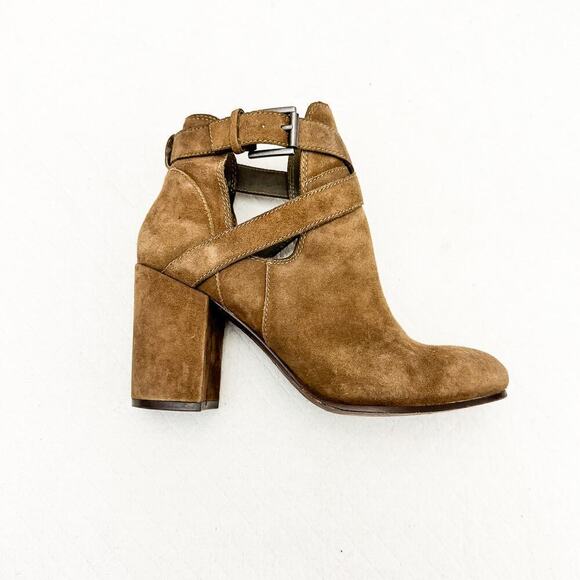 ASH Famous Suede Leather Cross Strap Heeled Ankle Boots Size 37 - Picture 2 of 8